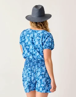 Carve Designs Short Sleeve^Celeste Top: Navy Floral