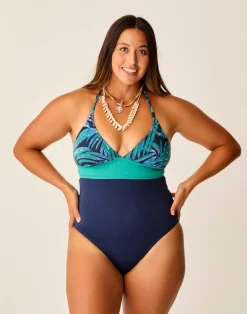 Carve Designs One Pieces^Dahlia One Piece: Blue Oasis w. Navy