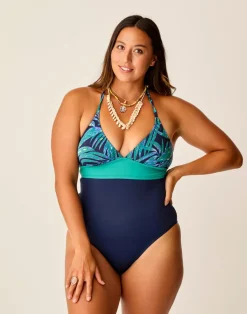 Carve Designs One Pieces^Dahlia One Piece: Blue Oasis w. Navy