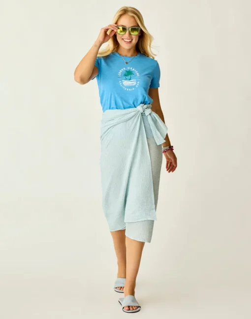 Carve Designs Accessories^Dylan Gauze Sarong: Lagoon Stripe