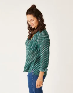 Carve Designs Long Sleeve^Dylan Gauze Shirt: Sanganeri