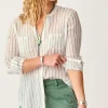 Carve Designs Long Sleeve^Dylan Gauze Tunic: Haze Stripe