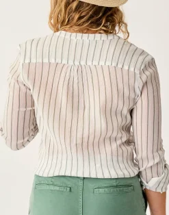 Carve Designs Long Sleeve^Dylan Gauze Tunic: Haze Stripe