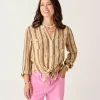 Carve Designs Long Sleeve^Dylan Gauze Tunic: Rum Stripe