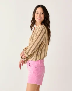 Carve Designs Long Sleeve^Dylan Gauze Tunic: Rum Stripe