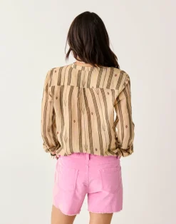 Carve Designs Long Sleeve^Dylan Gauze Tunic: Rum Stripe