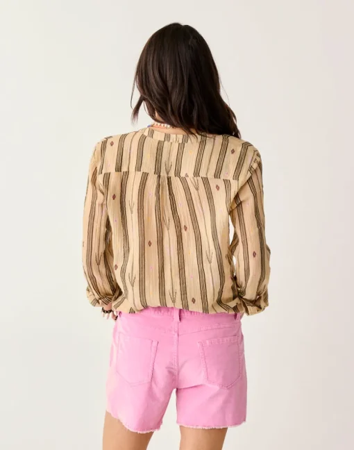 Carve Designs Long Sleeve^Dylan Gauze Tunic: Rum Stripe