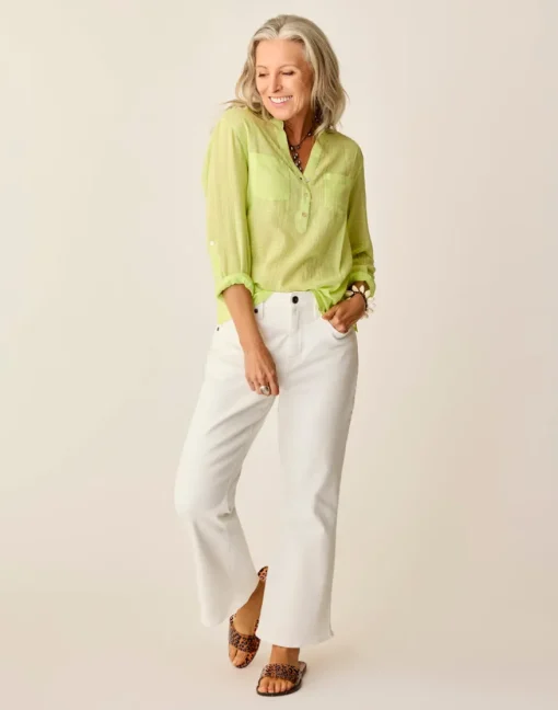 Carve Designs Long Sleeve^Dylan Textured Shirt: Limeade
