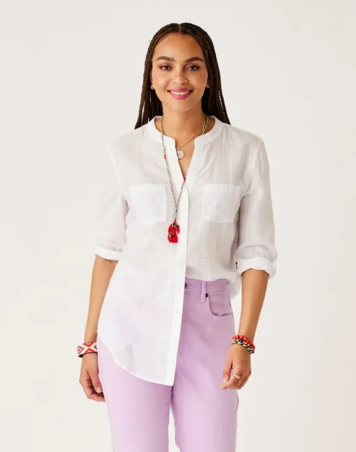 Carve Designs Long Sleeve^Dylan Textured Tunic: Cloud