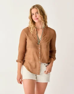 Carve Designs Long Sleeve^Dylan Textured Tunic: Rum