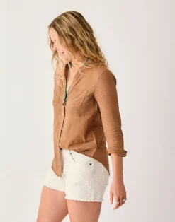 Carve Designs Long Sleeve^Dylan Textured Tunic: Rum