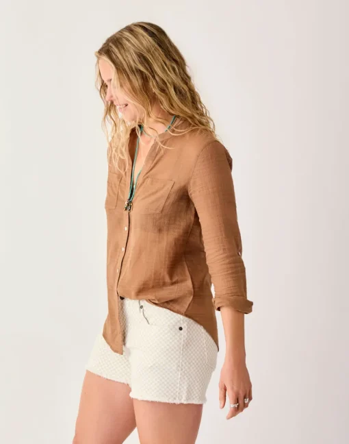 Carve Designs Long Sleeve^Dylan Textured Tunic: Rum