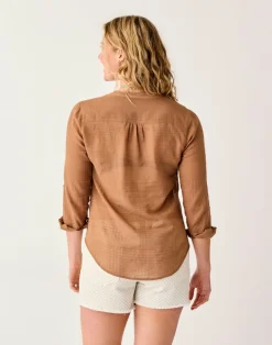 Carve Designs Long Sleeve^Dylan Textured Tunic: Rum