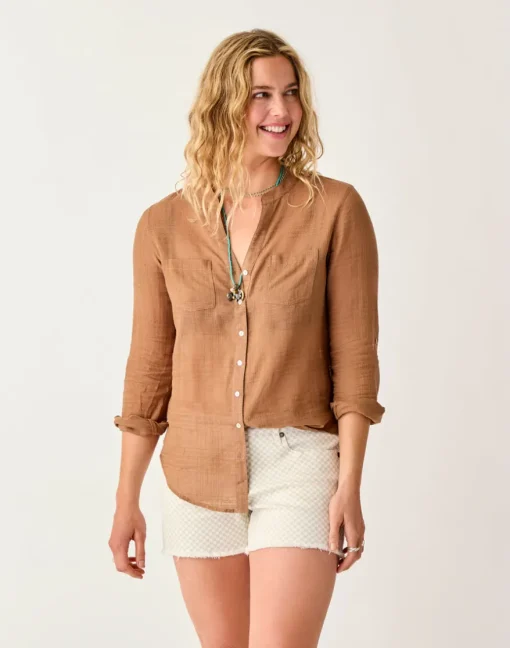 Carve Designs Long Sleeve^Dylan Textured Tunic: Rum