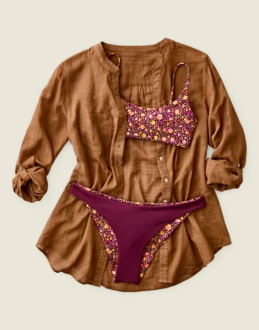 Carve Designs Long Sleeve^Dylan Textured Tunic: Rum