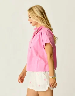 Carve Designs Short Sleeve^Elliott Voile Top: Hot Pink