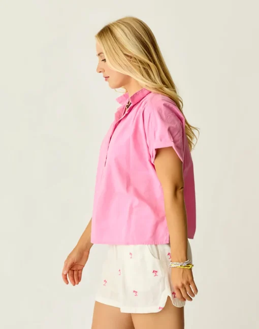 Carve Designs Short Sleeve^Elliott Voile Top: Hot Pink
