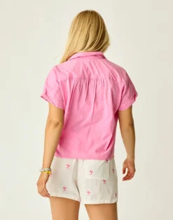 Carve Designs Short Sleeve^Elliott Voile Top: Hot Pink