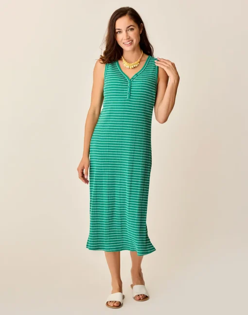 Carve Designs Dresses | Dresses^Elodie Rib Dress: Jade Stripe