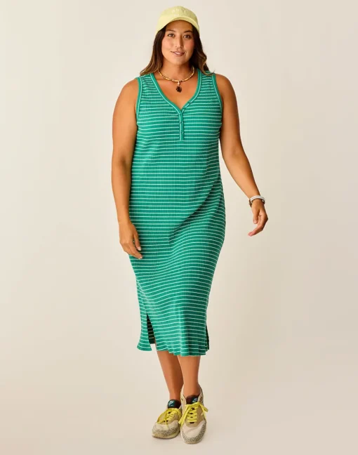 Carve Designs Dresses | Dresses^Elodie Rib Dress: Jade Stripe