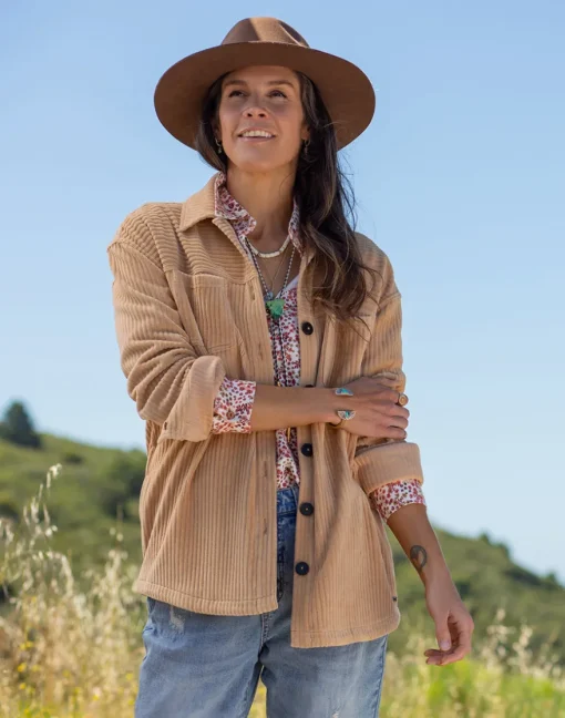 Carve Designs Sweaters & Jackets^Hudson Stretch Cord Shacket: Camel