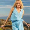 Carve Designs Tanks^Kayla Gauze Tank: Lagoon