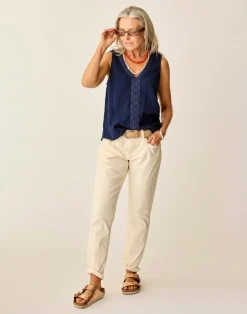 Carve Designs Tanks^Kayla Gauze Tank: Navy