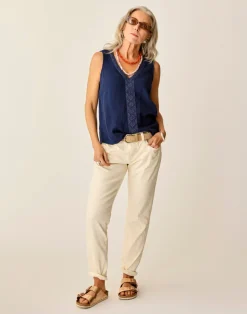 Carve Designs Tanks^Kayla Gauze Tank: Navy