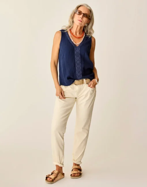 Carve Designs Tanks^Kayla Gauze Tank: Navy