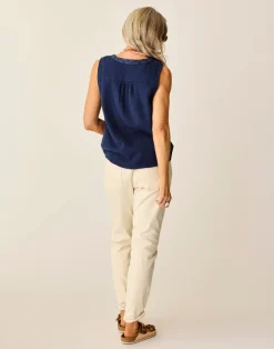 Carve Designs Tanks^Kayla Gauze Tank: Navy