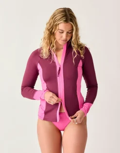 Carve Designs Rashguards & Sun Protection^Lake Colorblock Sunshirt: Nirvana w. Hot Pink