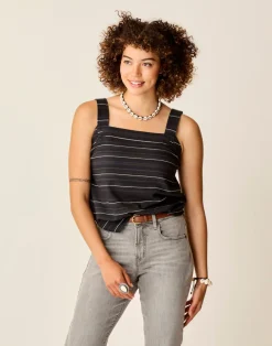 Carve Designs Tanks^Liv Stitched Top: Black Texture