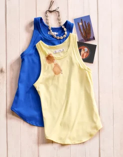 Carve Designs Tanks^Lyra Rib Tank: Billie Blue