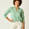 Carve Designs Long Sleeve^Mara Slub Polo: Haze