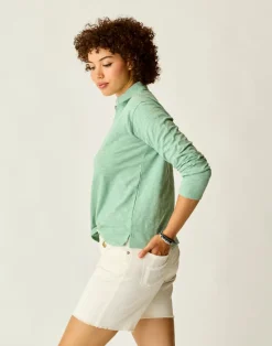 Carve Designs Long Sleeve^Mara Slub Polo: Haze