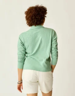Carve Designs Long Sleeve^Mara Slub Polo: Haze