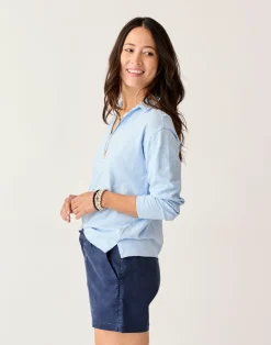 Carve Designs Long Sleeve^Mara Slub Polo: La Paz