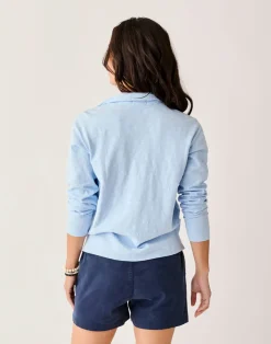 Carve Designs Long Sleeve^Mara Slub Polo: La Paz