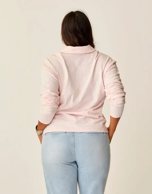 Carve Designs Long Sleeve^Mara Slub Polo: Pastel