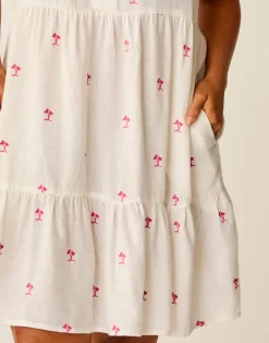 Carve Designs Dresses | Dresses^Nellie Linen Dress: Palm Embroidered