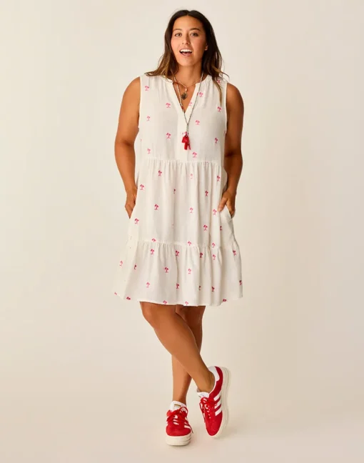 Carve Designs Dresses | Dresses^Nellie Linen Dress: Palm Embroidered