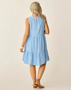 Carve Designs Dresses | Dresses^Nellie Linen Dress: Sky Blue Chambray
