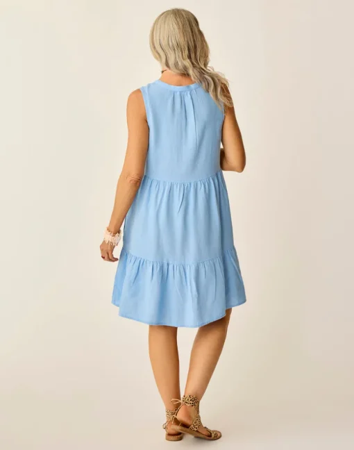 Carve Designs Dresses | Dresses^Nellie Linen Dress: Sky Blue Chambray