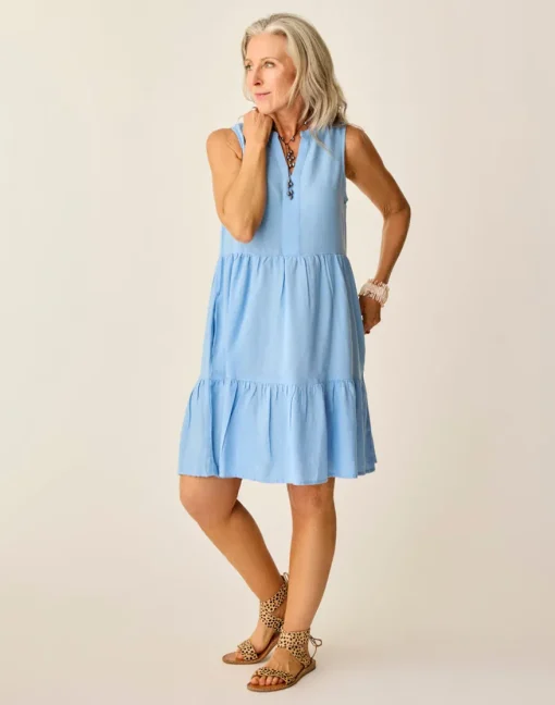 Carve Designs Dresses | Dresses^Nellie Linen Dress: Sky Blue Chambray