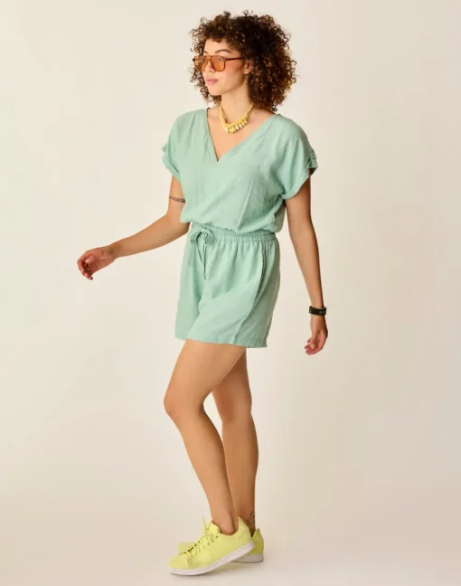 Carve Designs Dresses | Dresses^Sophie Linen Romper: Haze Chambray