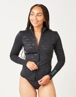 Carve Designs Rashguards & Sun Protection^Stella Zip-Up Jacket: Black Cascade Embossed