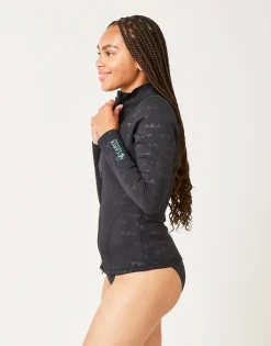 Carve Designs Rashguards & Sun Protection^Stella Zip-Up Jacket: Black Cascade Embossed