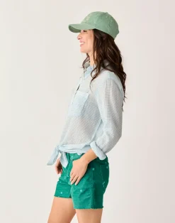 Carve Designs Long Sleeve^Taylor Gauze Tunic: Lagoon Stripe