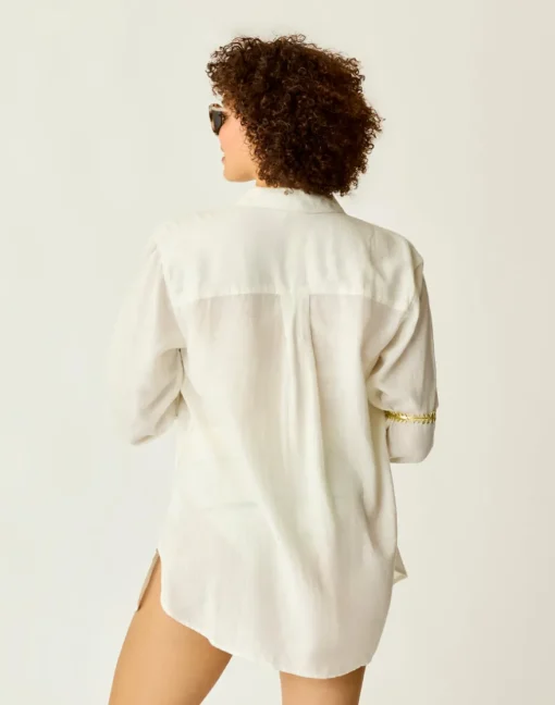 Carve Designs Long Sleeve^Taylor Linen Tunic: Cloud Chambray