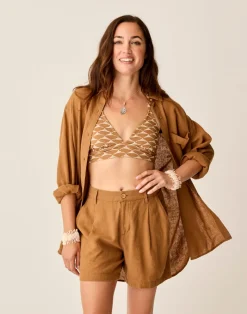 Carve Designs Long Sleeve^Taylor Linen Tunic: Rum Chambray